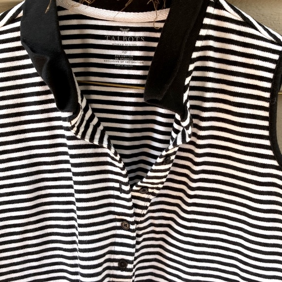 Sleeveless black and white strippedTalbot shirt size women petite Xp. - Picture 1 of 2